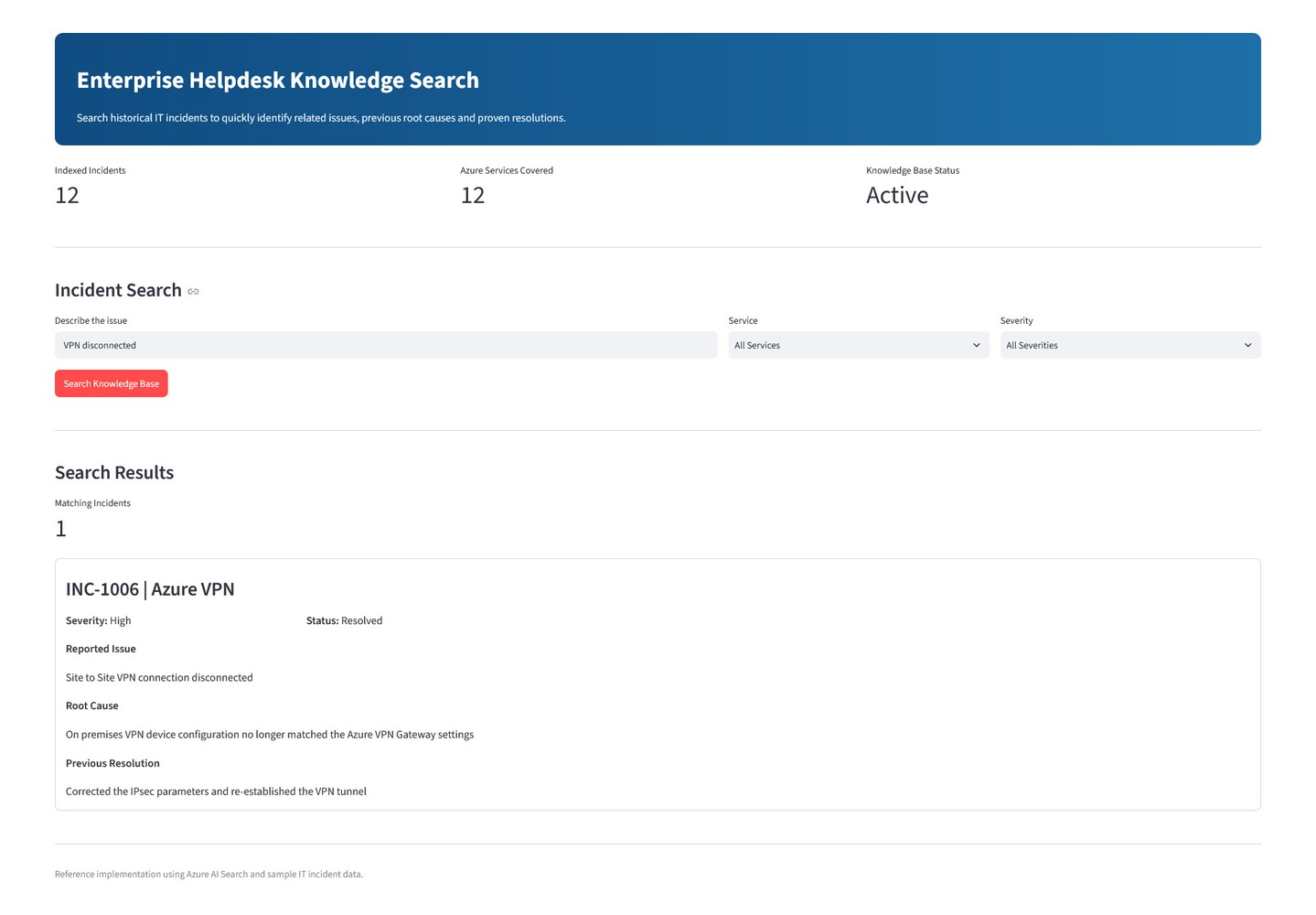 Enterprise Helpdesk Knowledge Search